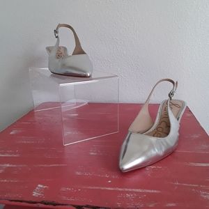 Sam Edelman Silver Slingback Kitten Heels 9.5